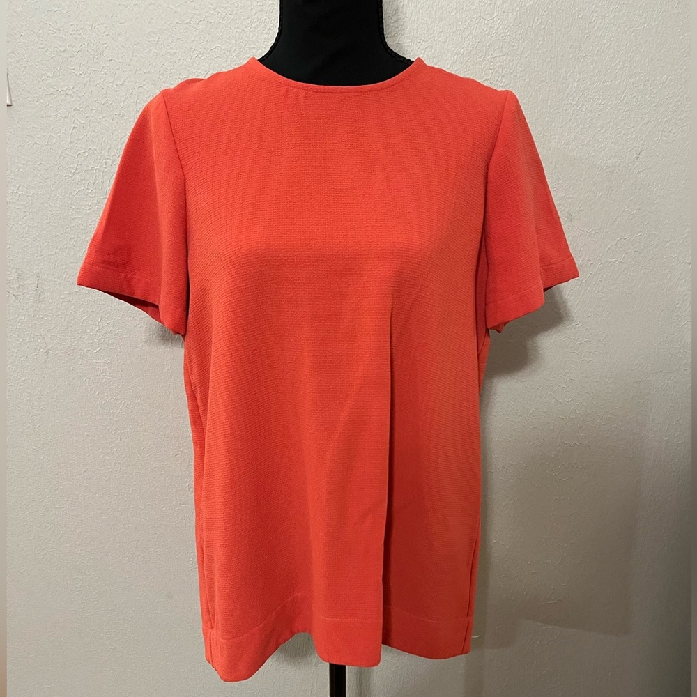 Madewell Women's Crepe Tailored Tee Blouse In Coral Orange Size M NWT